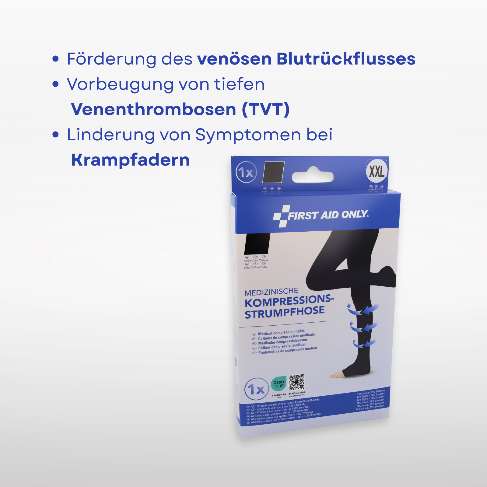 Medizinische Damen Kompressionsstrumpfhose offene Zehen Schwarz XXL