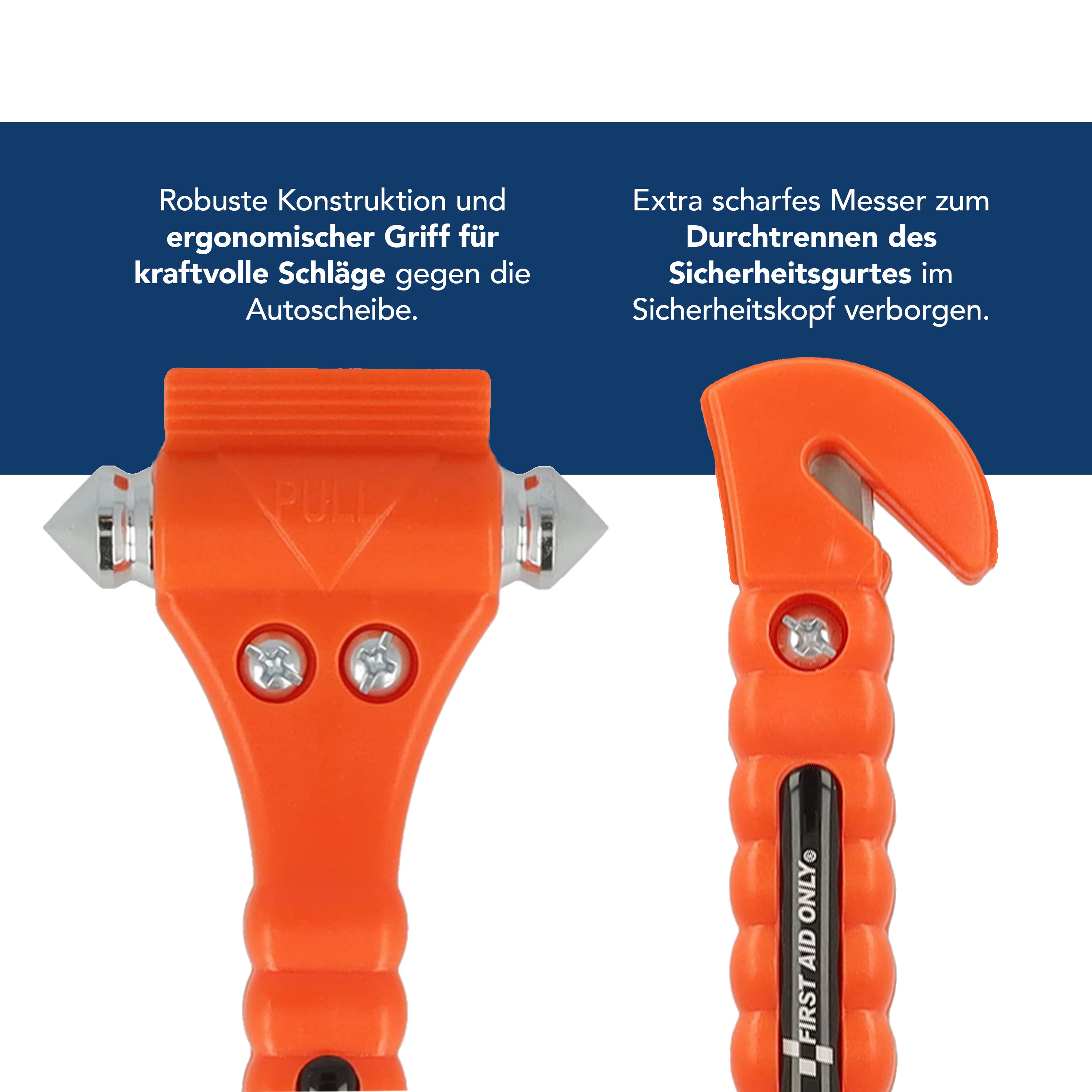 2 in 1 Notfallhammer mit Gurtschneider (2er Set)
