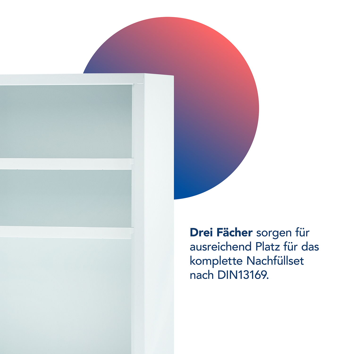 Verbandschrank DIN 13169 Weiß mit 3 Fächern