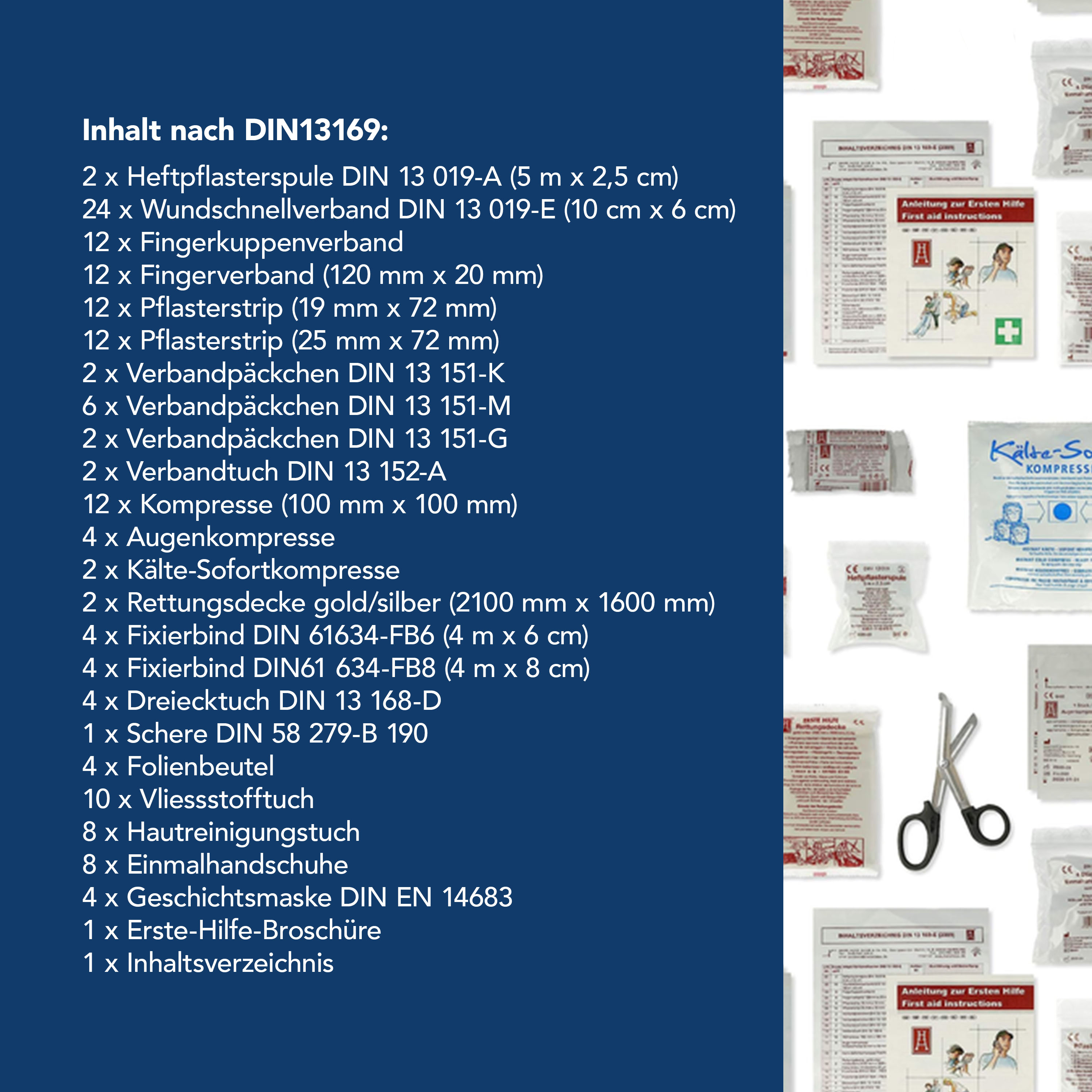 Verbandschrank DIN 13169 Weiß mit 3 Fächern