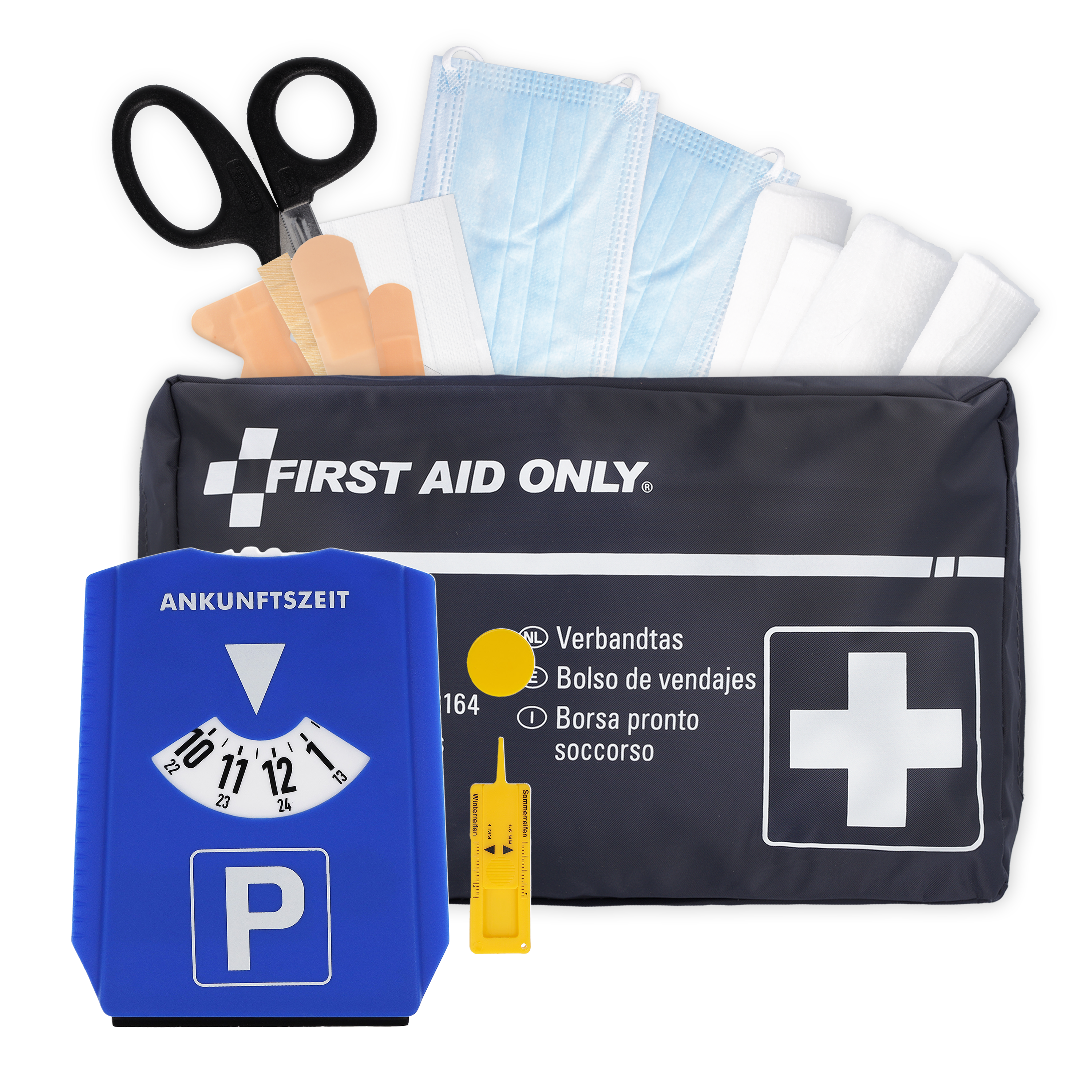 Verbandtasche DIN 13164 für Kfz + 5-in-1 Parkscheibe