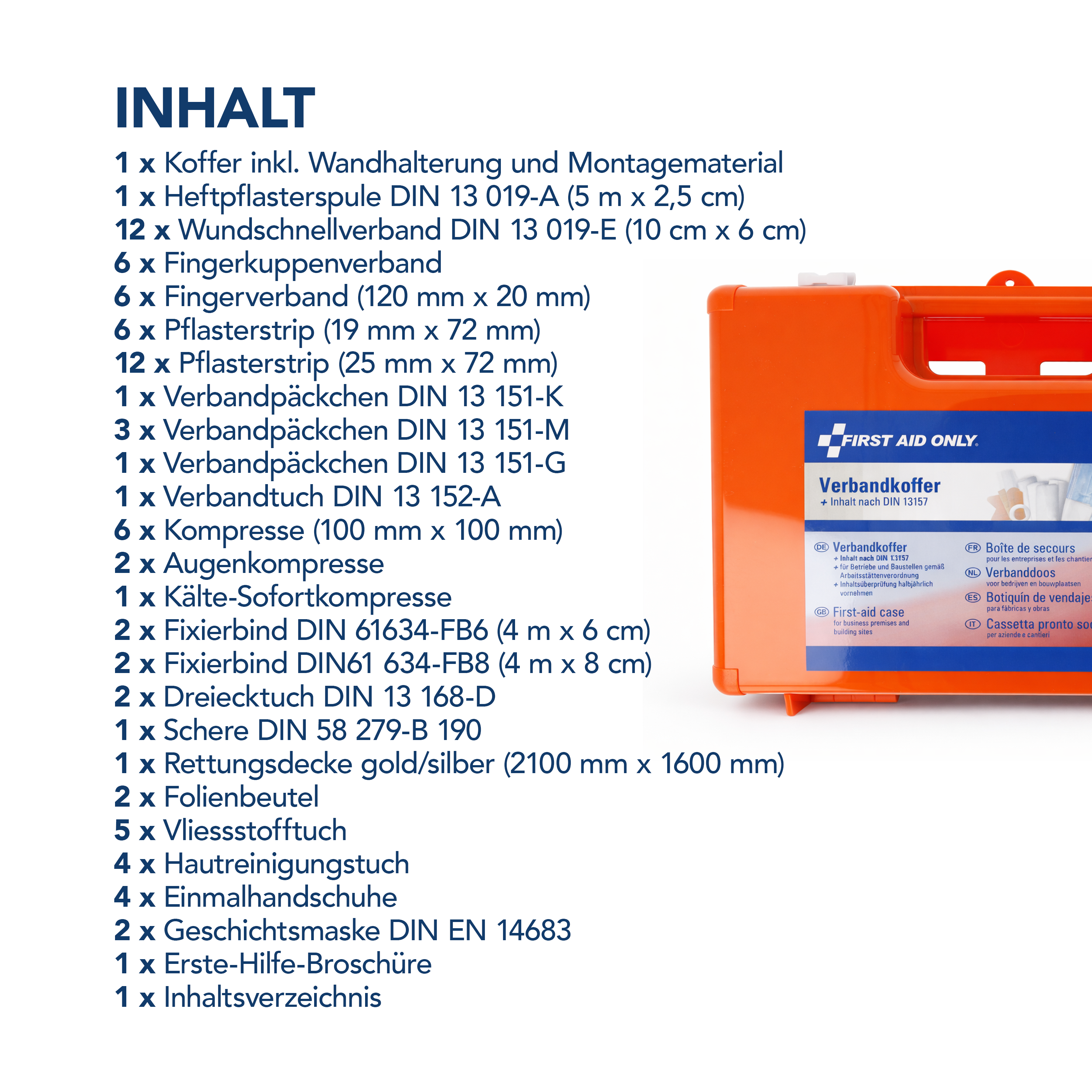 Verbandkoffer DIN 13157 mit Wandhalterung