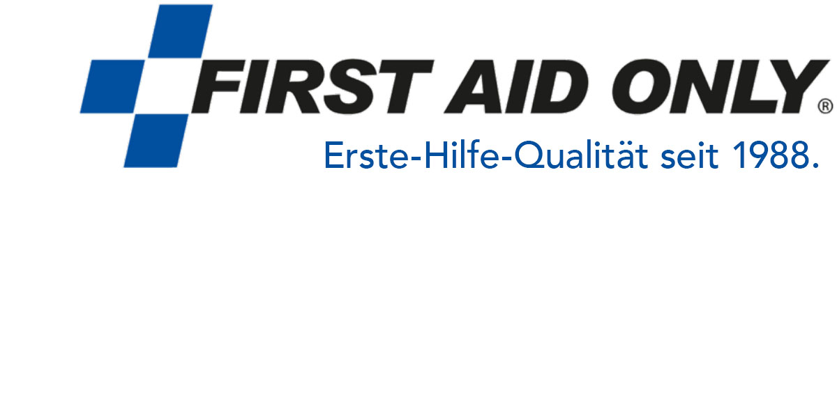 First Aid Only Logo mit Text: "Erste-Hilfe-Qualität seit 1988"
