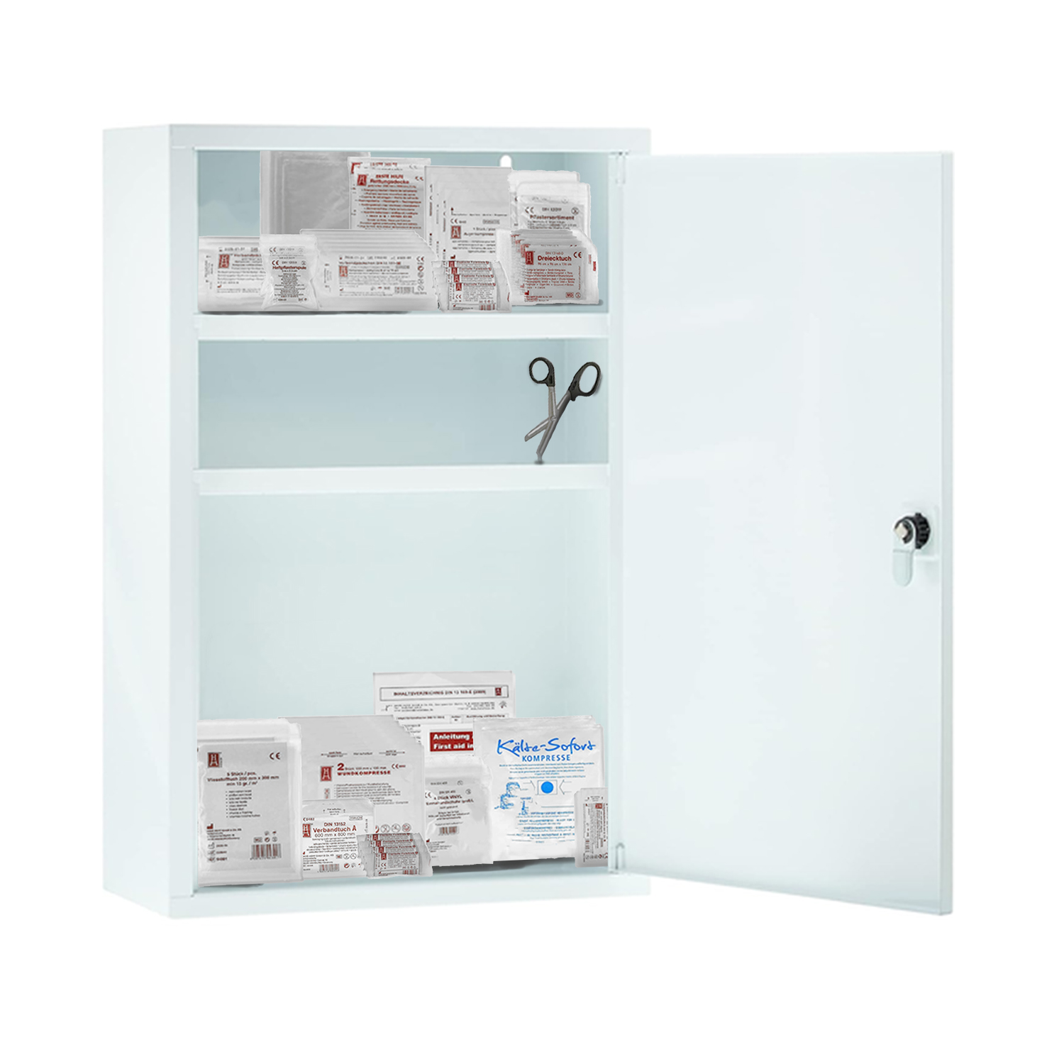 Verbandschrank DIN 13169 Weiß mit 3 Fächern