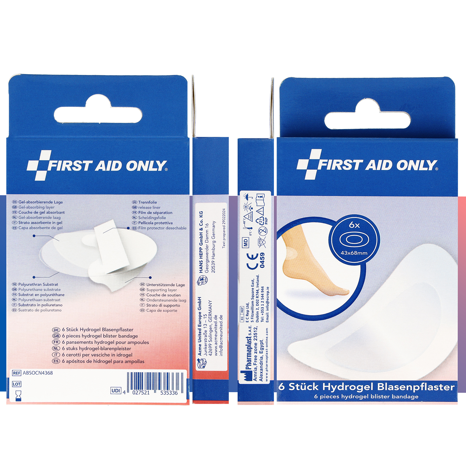 Hydrogel Blasenpflaster 6 Stück (3er-Set)