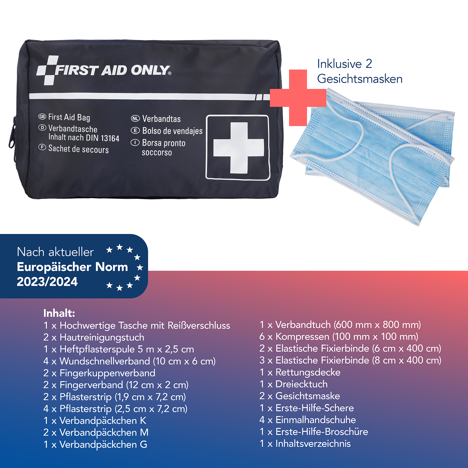 Verbandtasche DIN 13164 für Kfz + 5-in-1 Parkscheibe