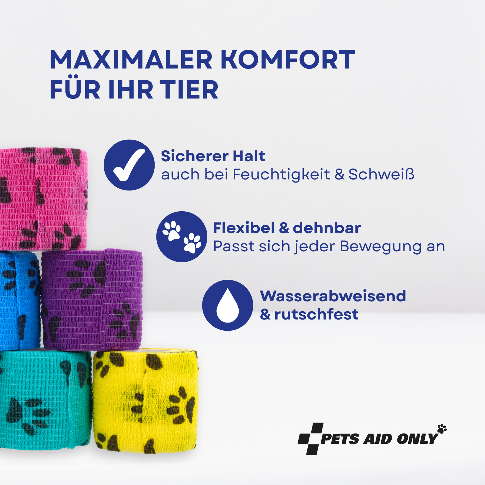Pets Aid Only Selbsthaftende Bandagen für Tiere 6 Stück