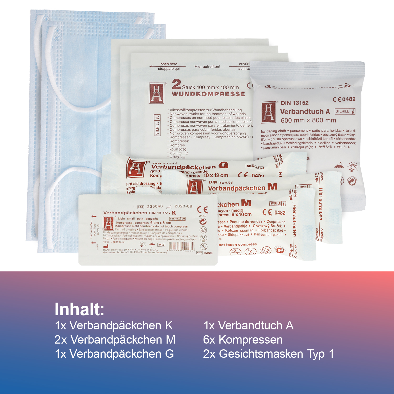 Austauschset Sterilteile für DIN 13164 + 2 Masken