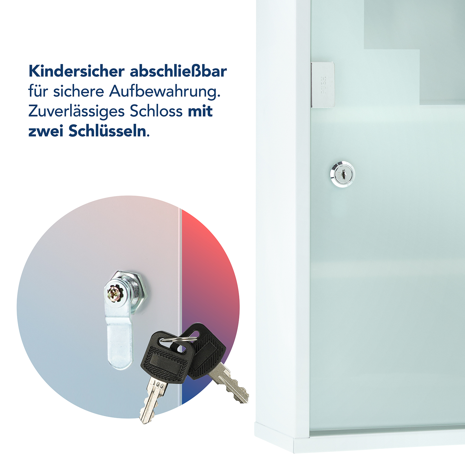 Verbandschrank DIN 13169 Weiß mit Glastür und 4 Fächern