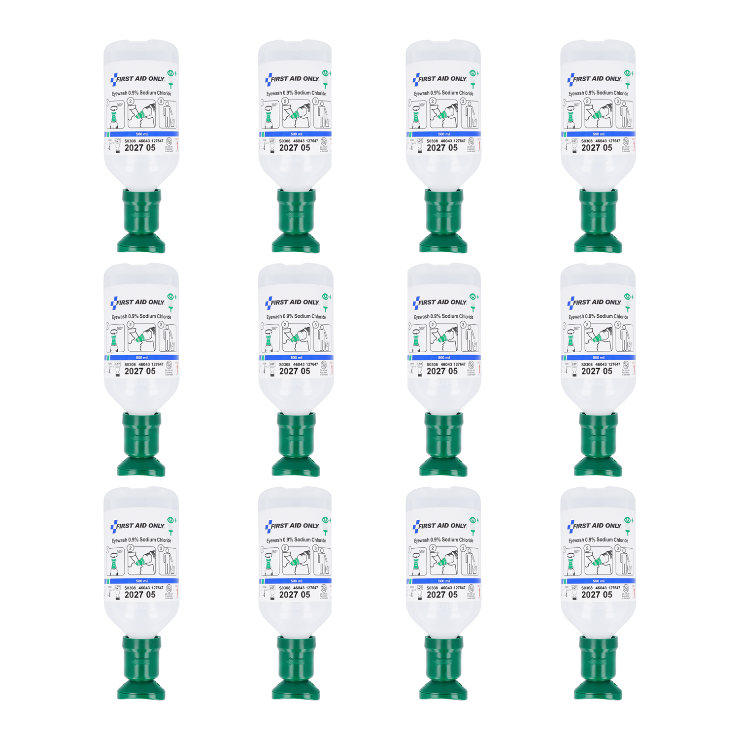 12 x 500ml bottle with eye cup and dust lid