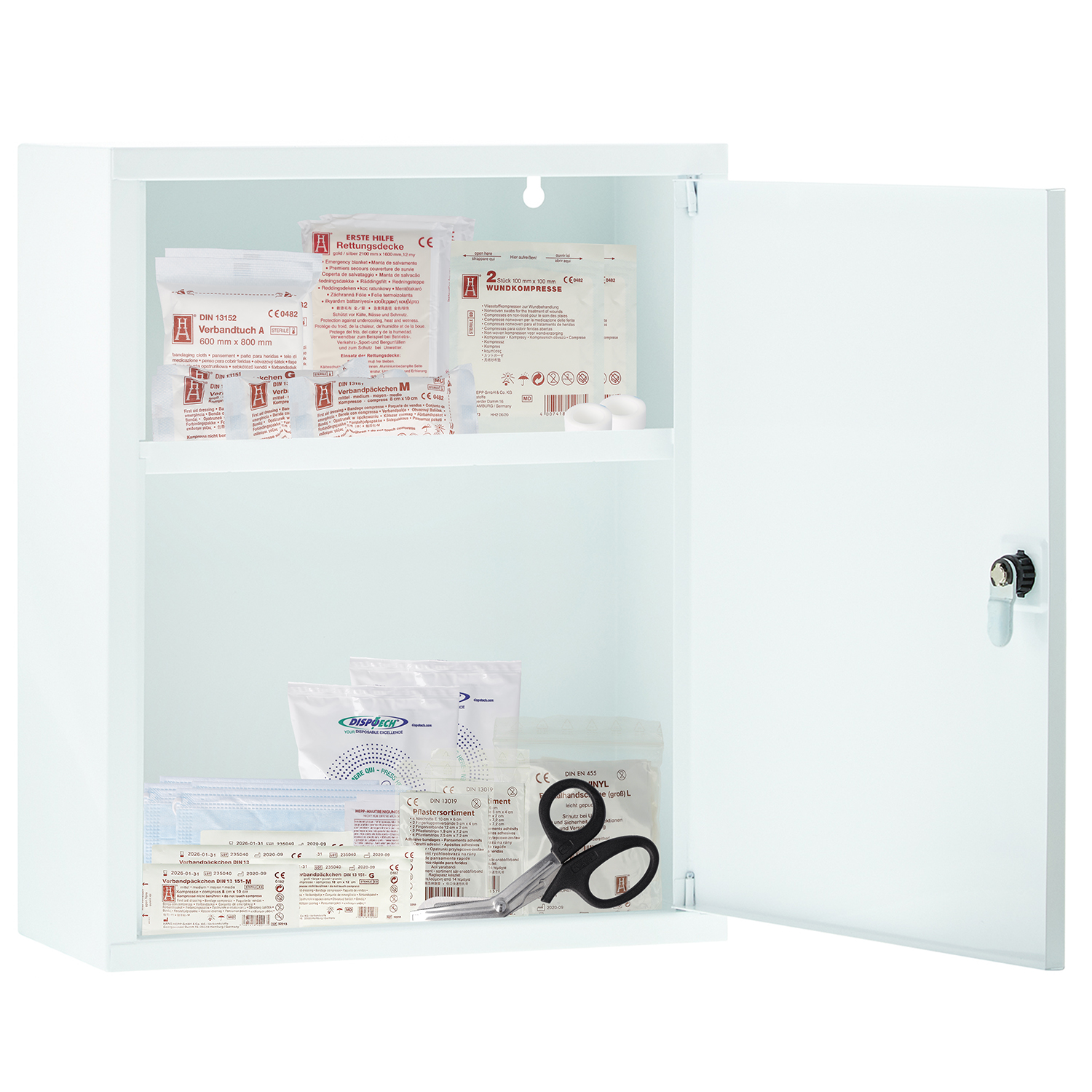 Verbandschrank DIN 13169 Weiß mit 2 Fächern Verbandschrank DIN 13169 Weiß mit 2 Fächern