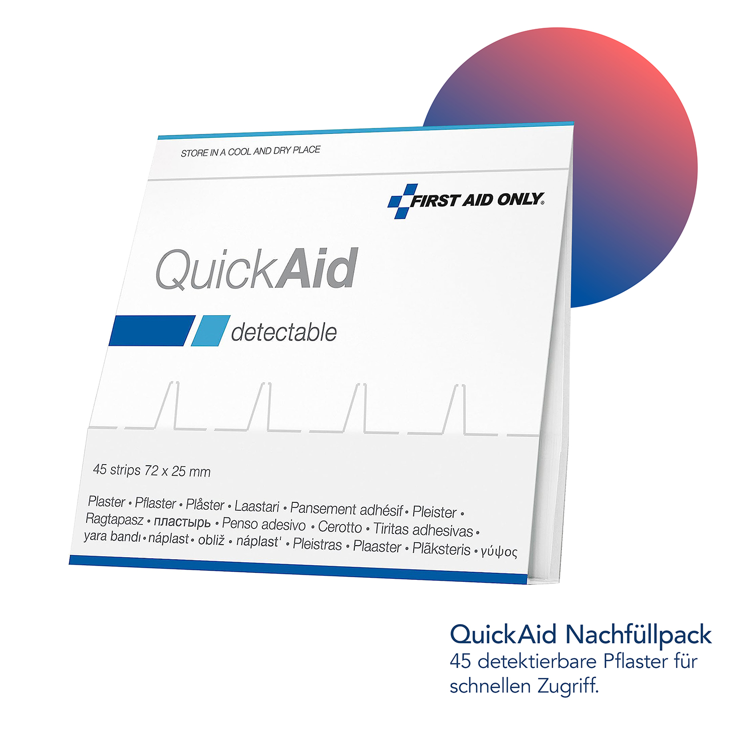 QuickAid Nachfüllpack detektierbare Pflaster (45 Stück)