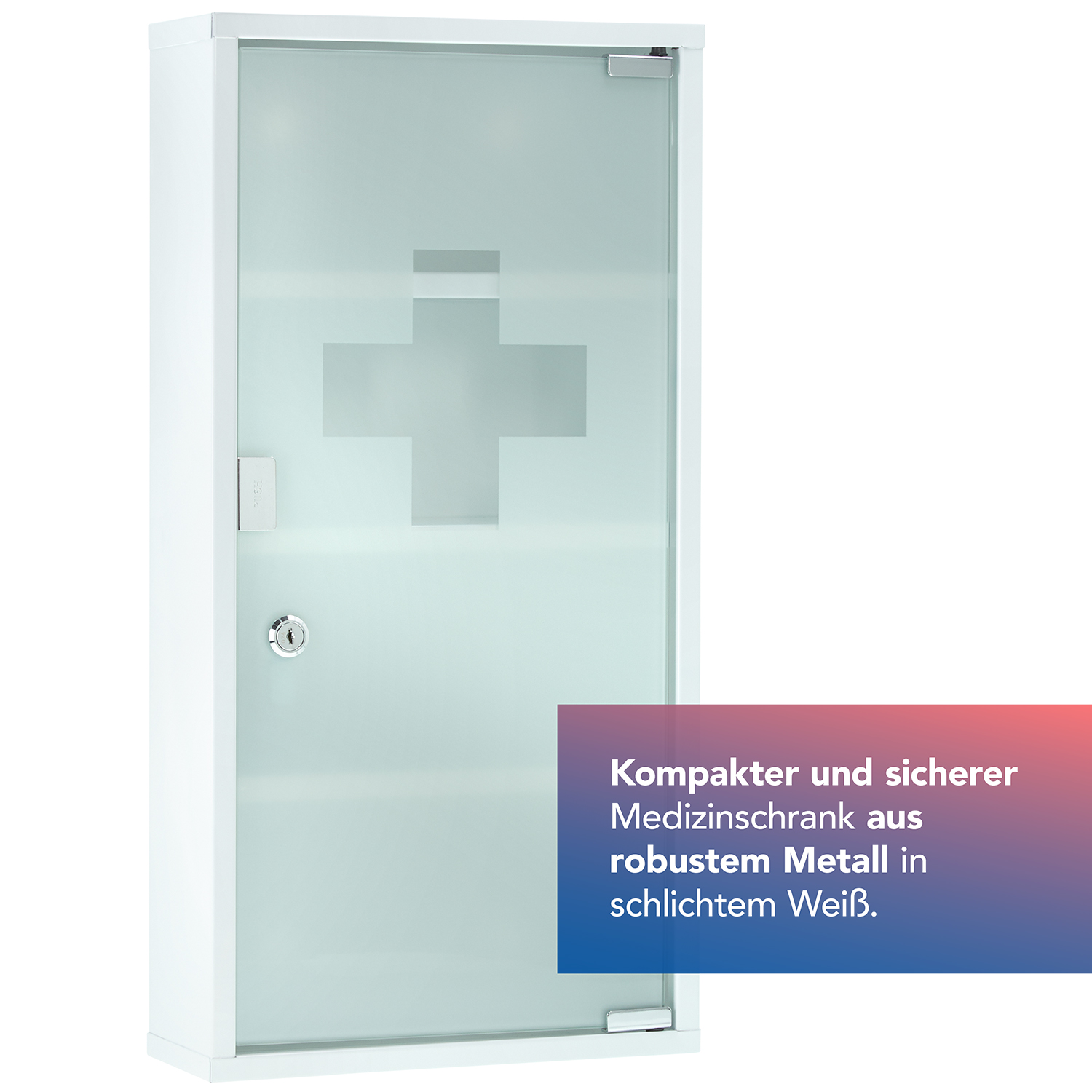 Verbandschrank DIN 13169 Weiß mit Glastür und 4 Fächern