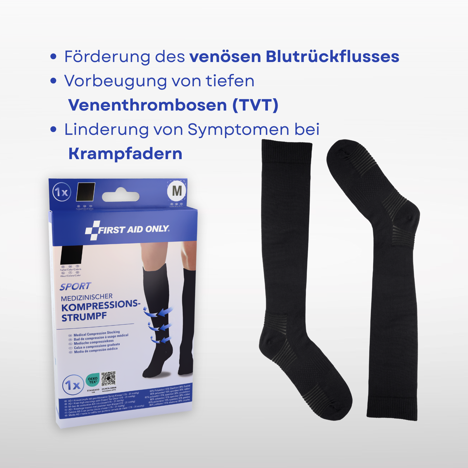 Medizinischer Kompressionsstrumpf SPORT Schwarz M