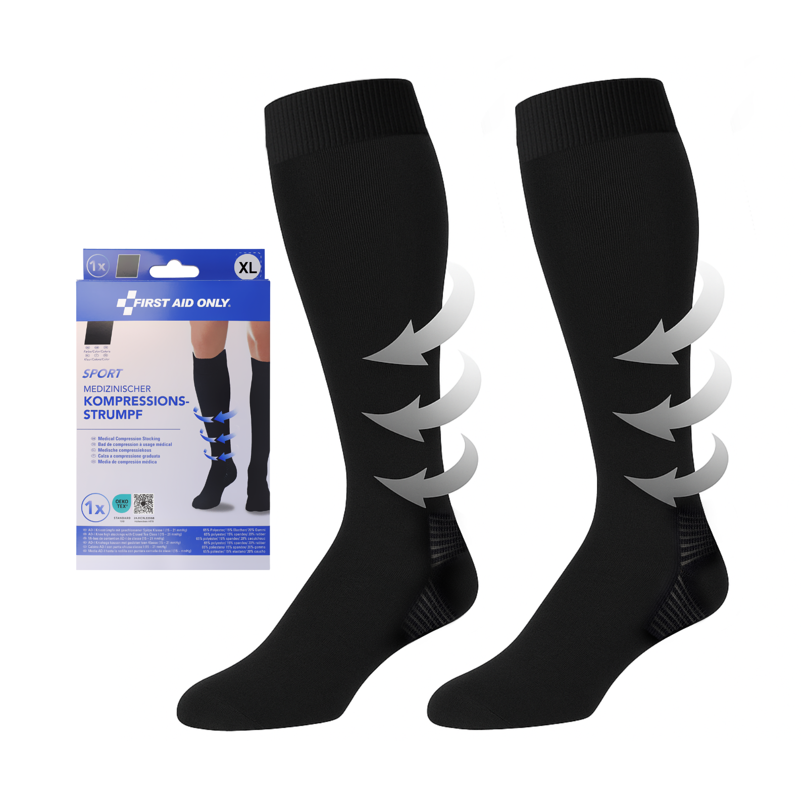 Medizinischer Kompressionsstrumpf SPORT Schwarz XL Medizinischer Kompressionsstrumpf SPORT Schwarz