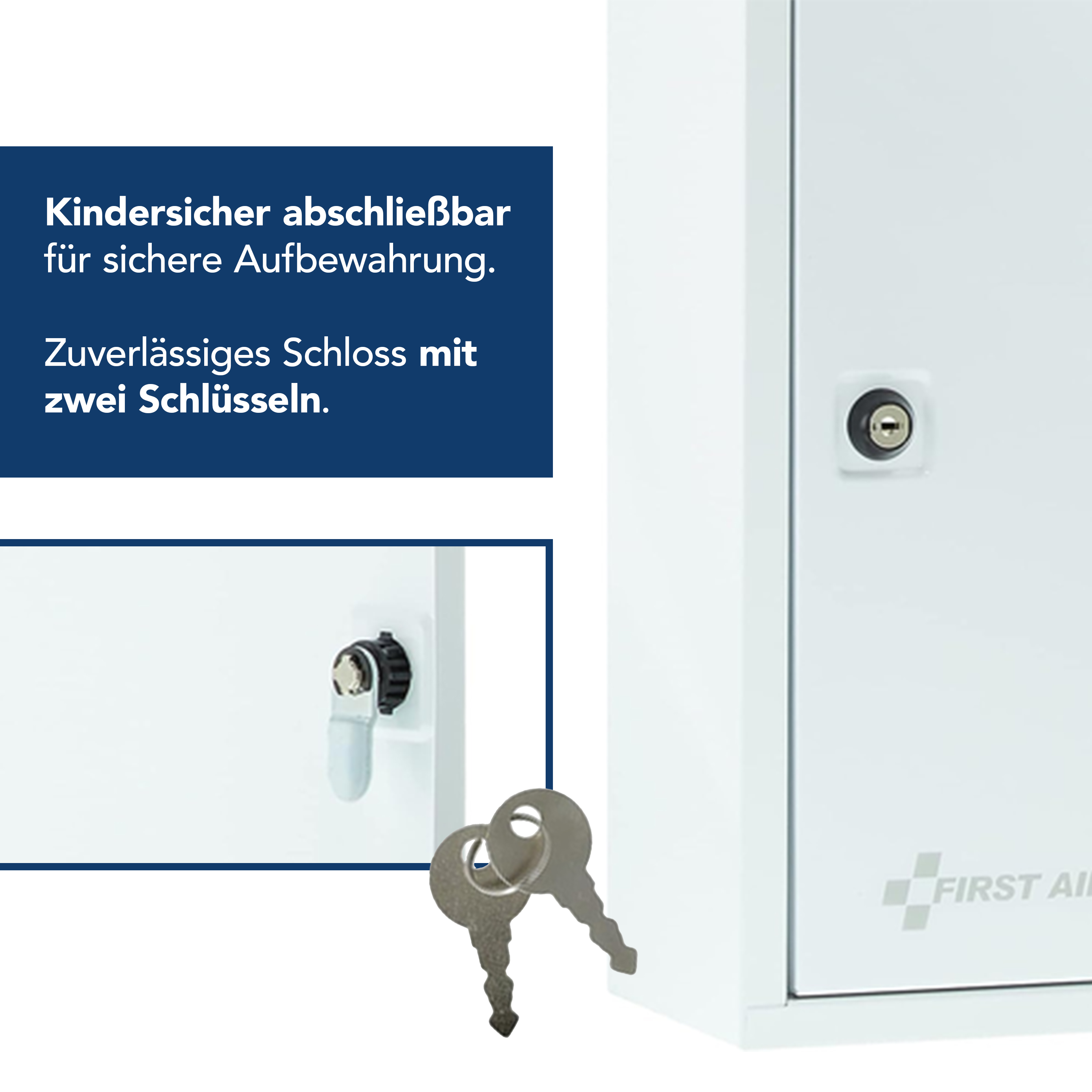 Verbandschrank DIN 13169 Weiß mit 3 Fächern