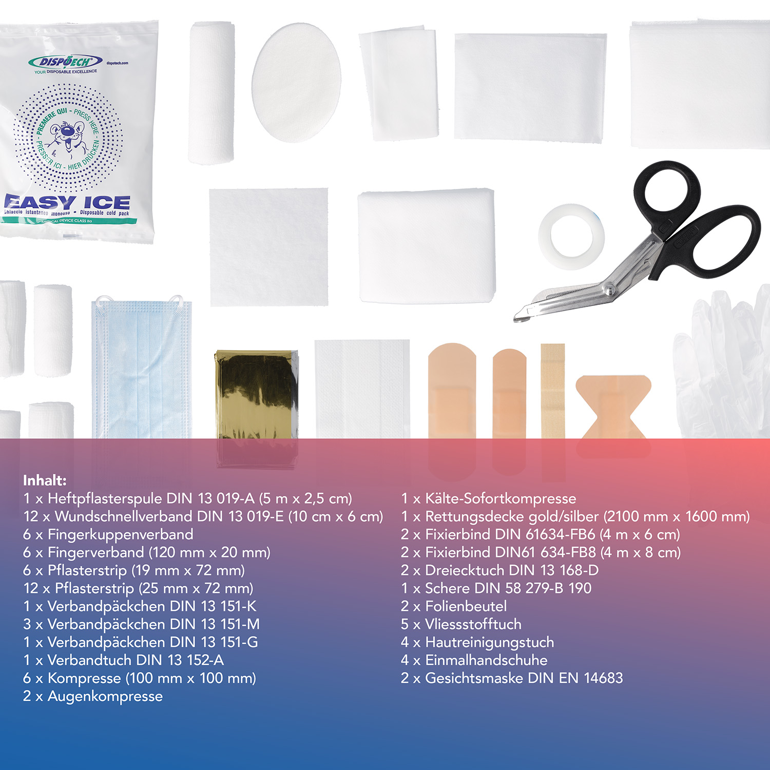 Verbandschrank DIN 13157 Weiß mit 3 Fächern