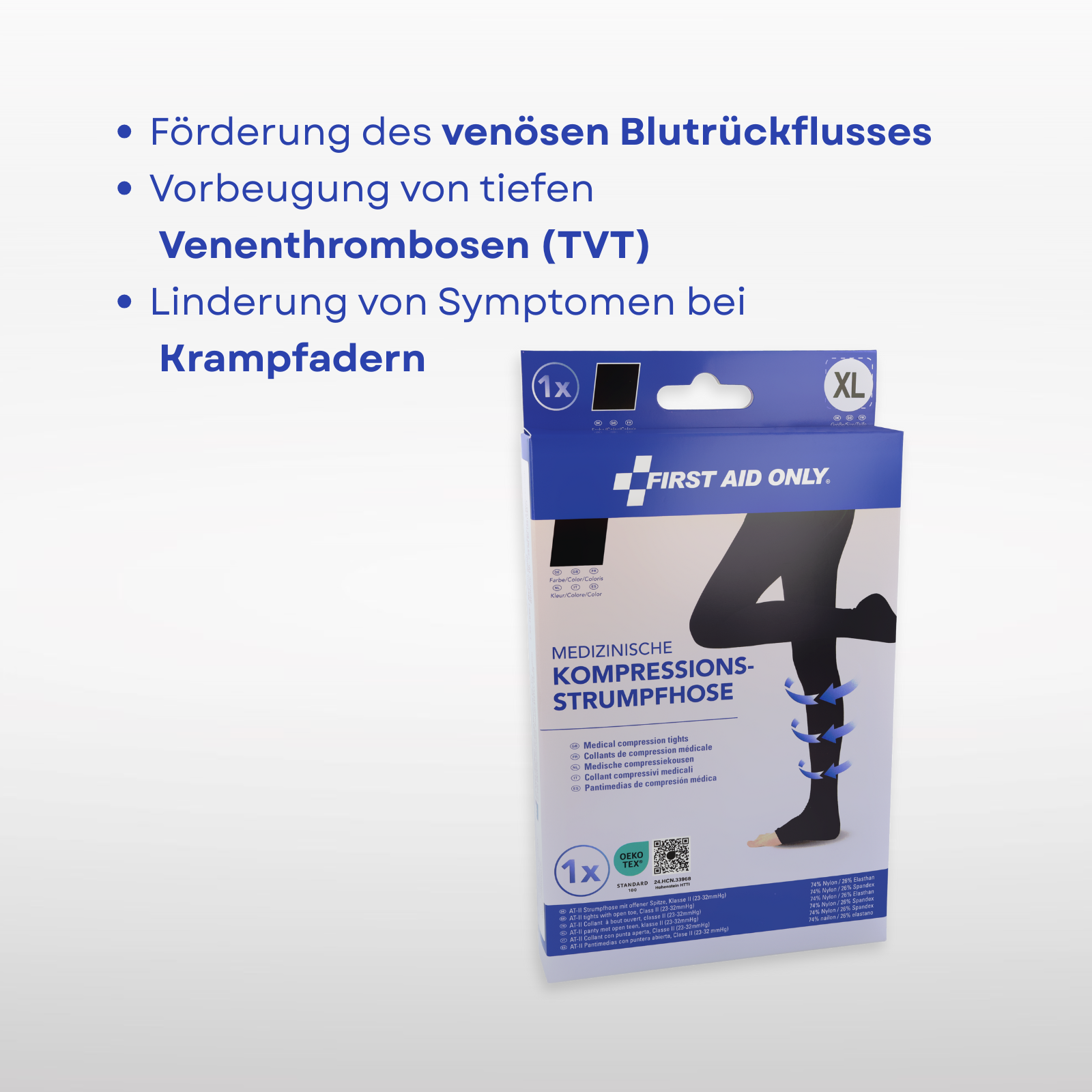 Medizinische Damen Kompressionsstrumpfhose offene Zehen Schwarz XL