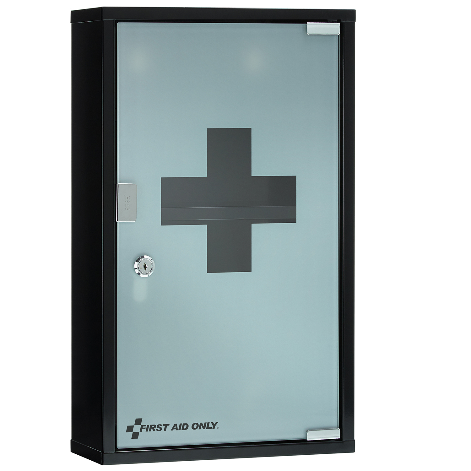 Medizinschrank Schwarz mit Glastür und 3 Fächern