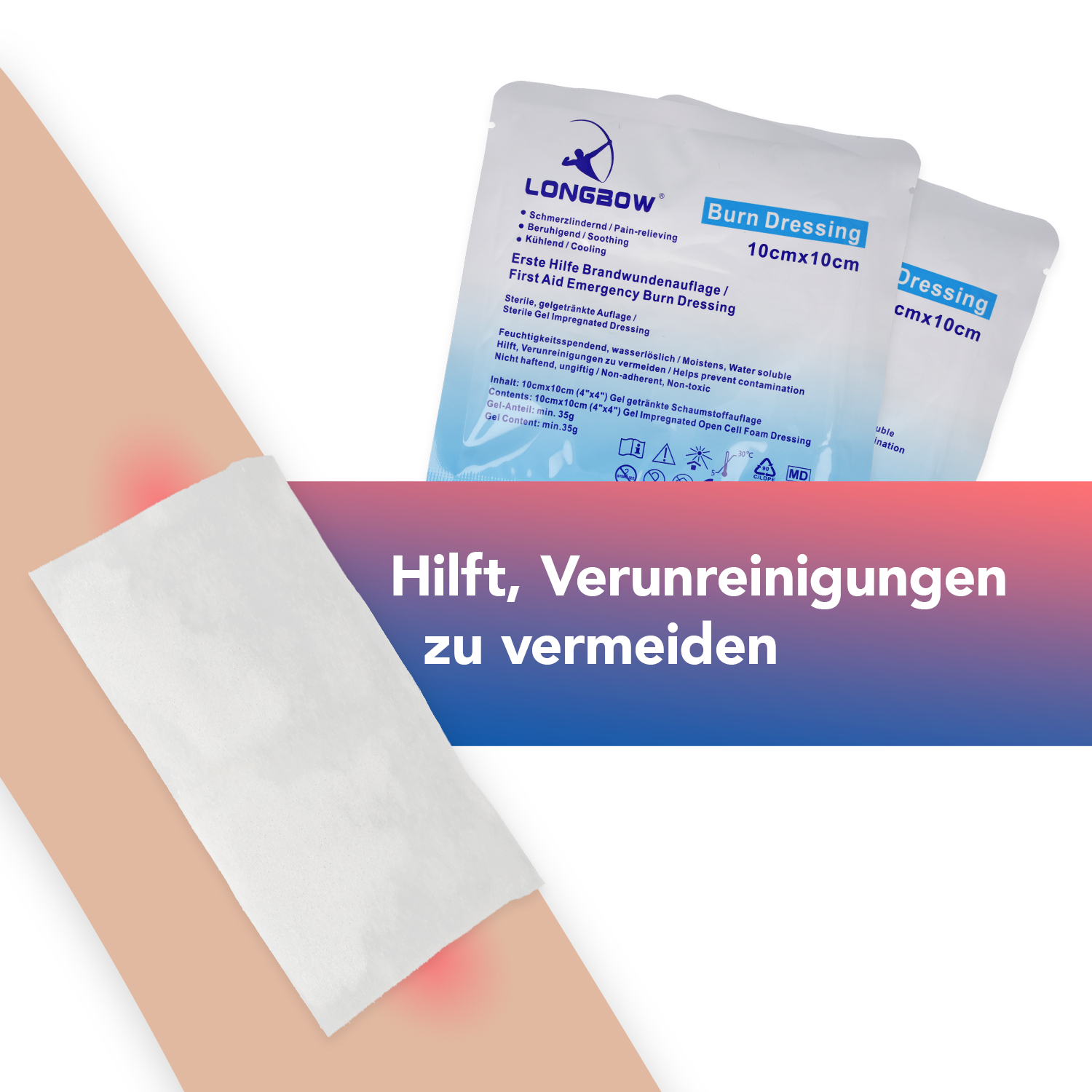 First Aid Only 10er Packung Brandwundenauflagen (10 x 10 cm )