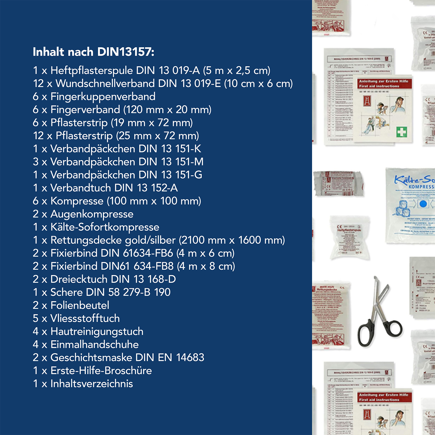 Verbandschrank DIN 13157 Weiß mit 2 Fächern