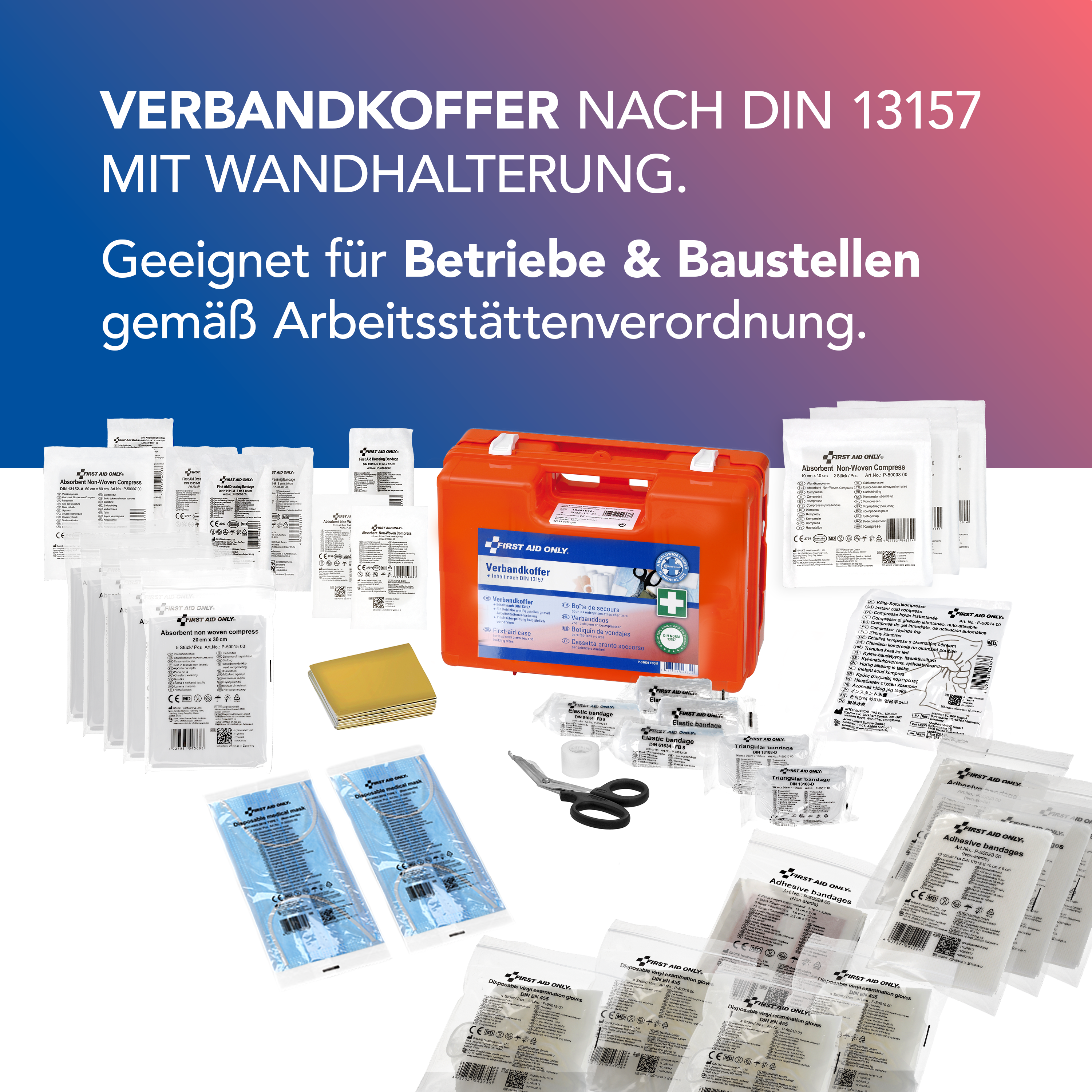 Verbandkoffer DIN 13157 mit Wandhalterung
