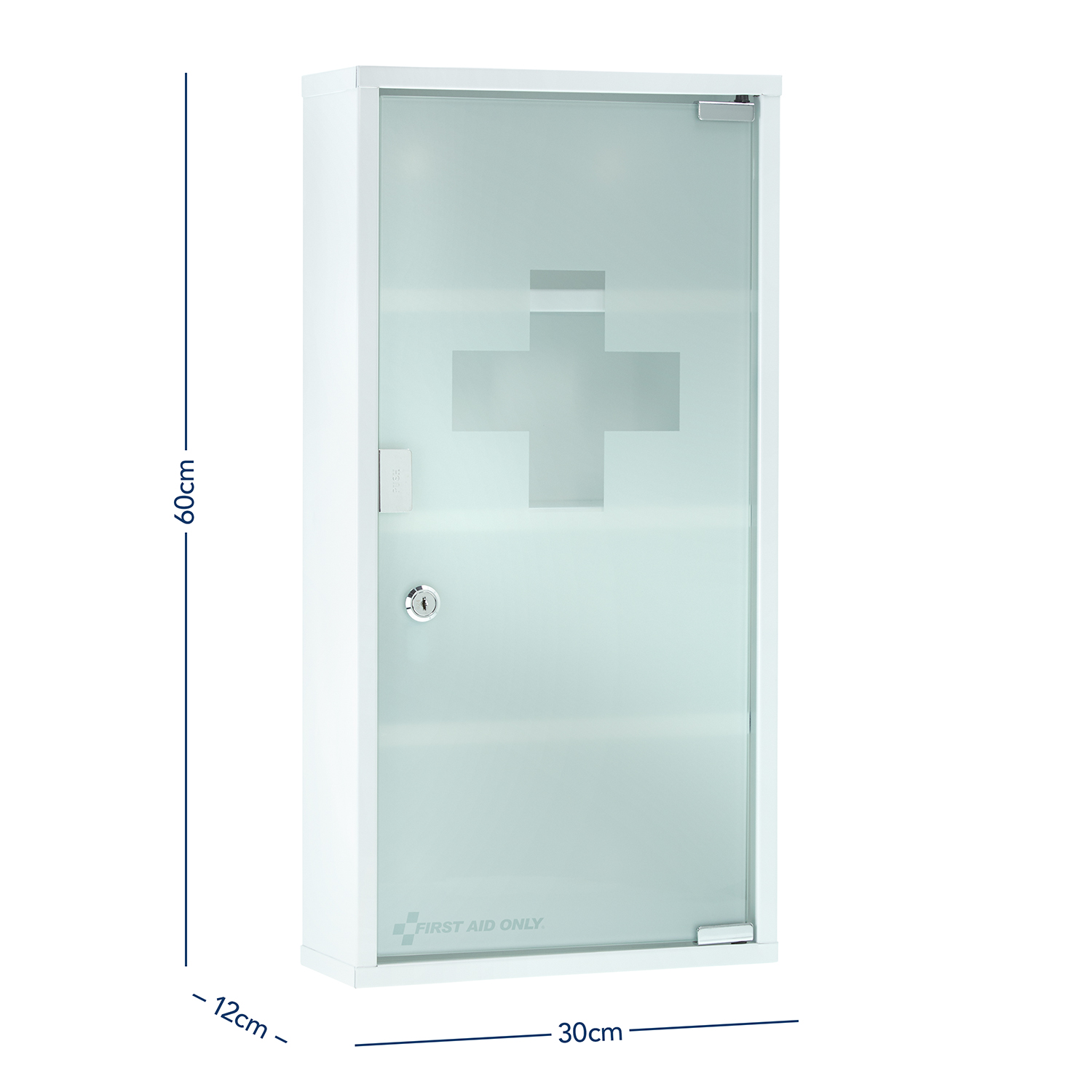 Medizinschrank Weiß mit Glastür und 4 Fächern