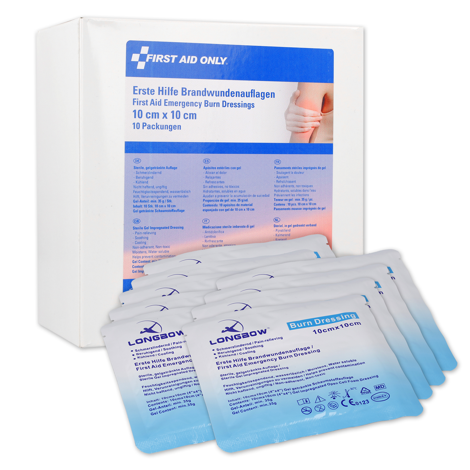 First Aid Only 10er Packung Brandwundenauflagen (10 x 10 cm )