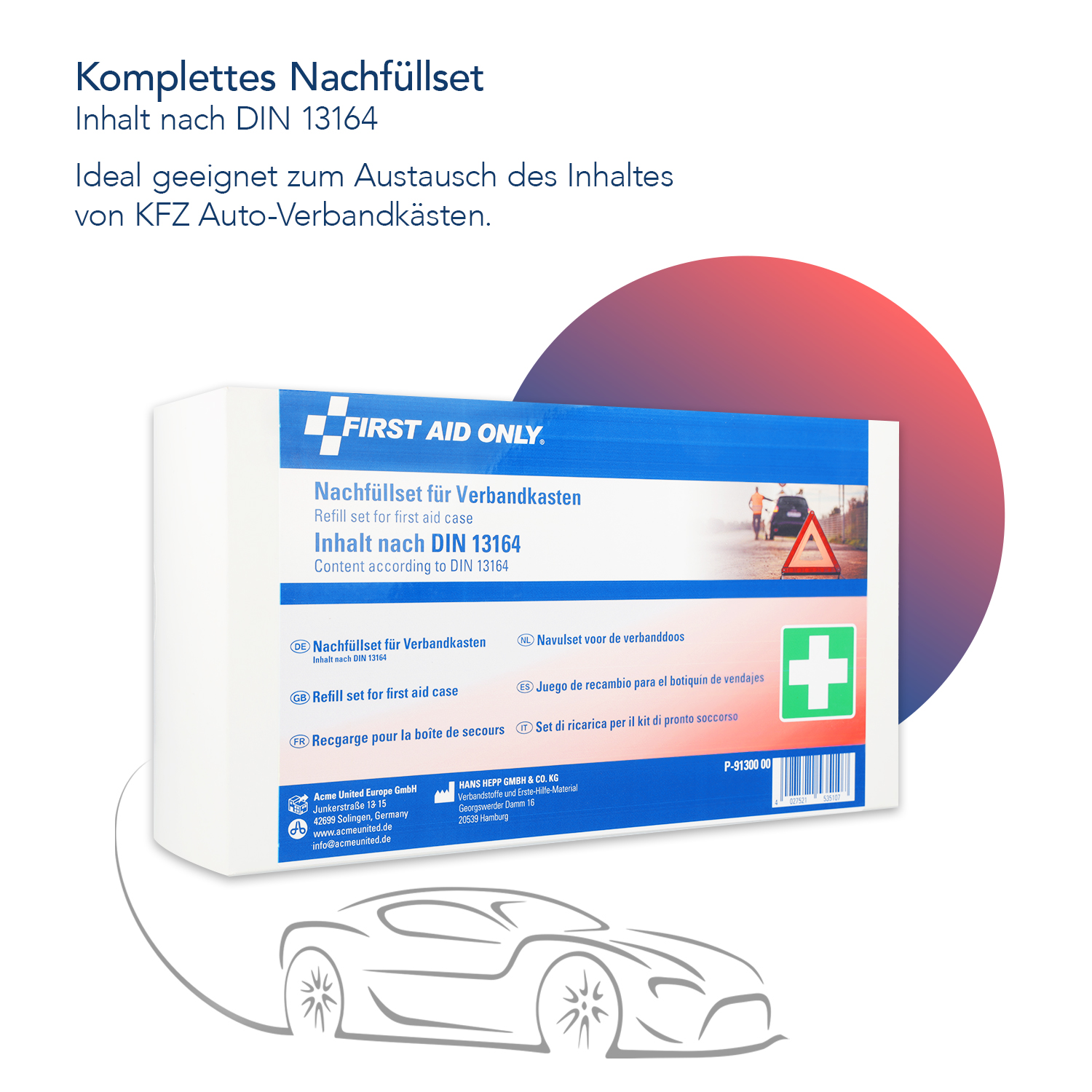 First Aid Only Nachfüllset für Kfz-Verbandkasten DIN 13164