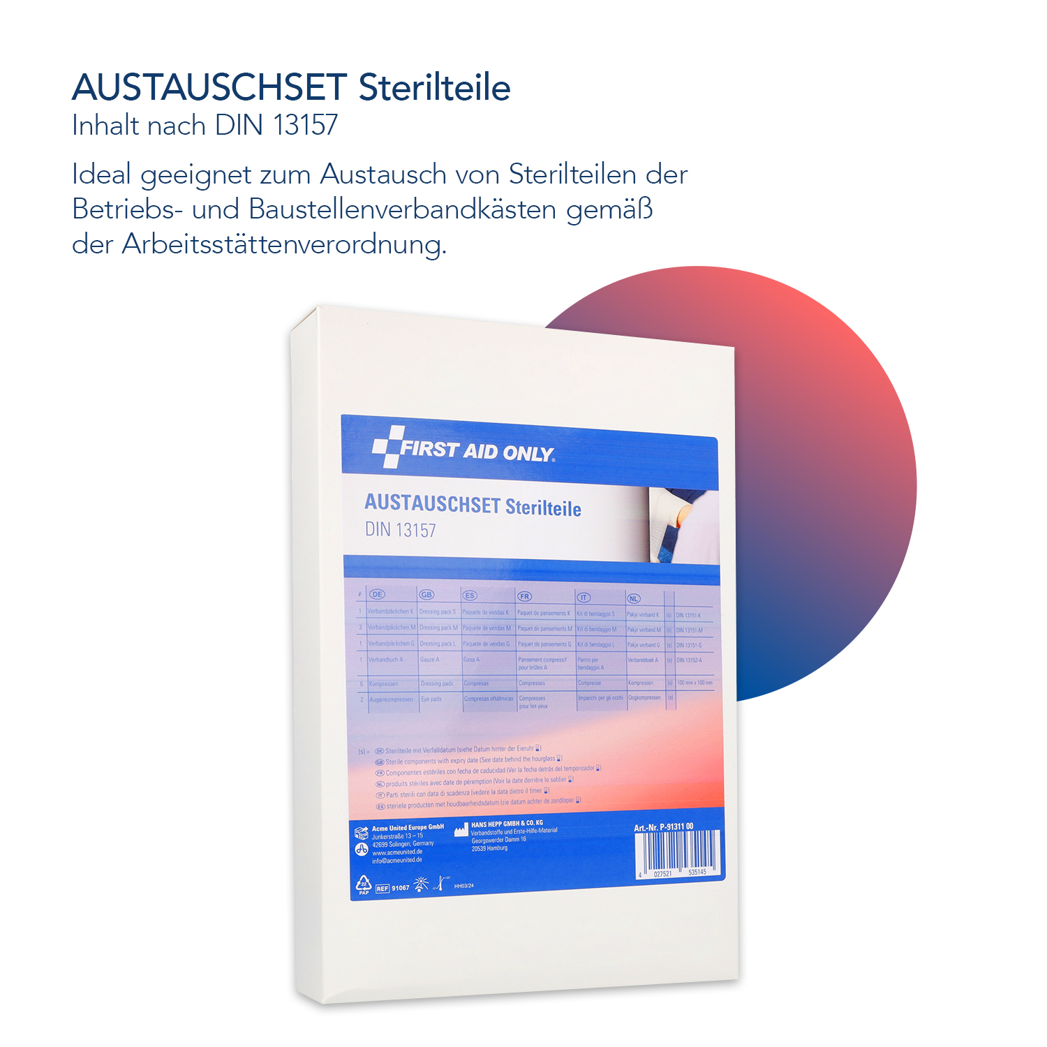 Austauschset Sterilteile für DIN 13157