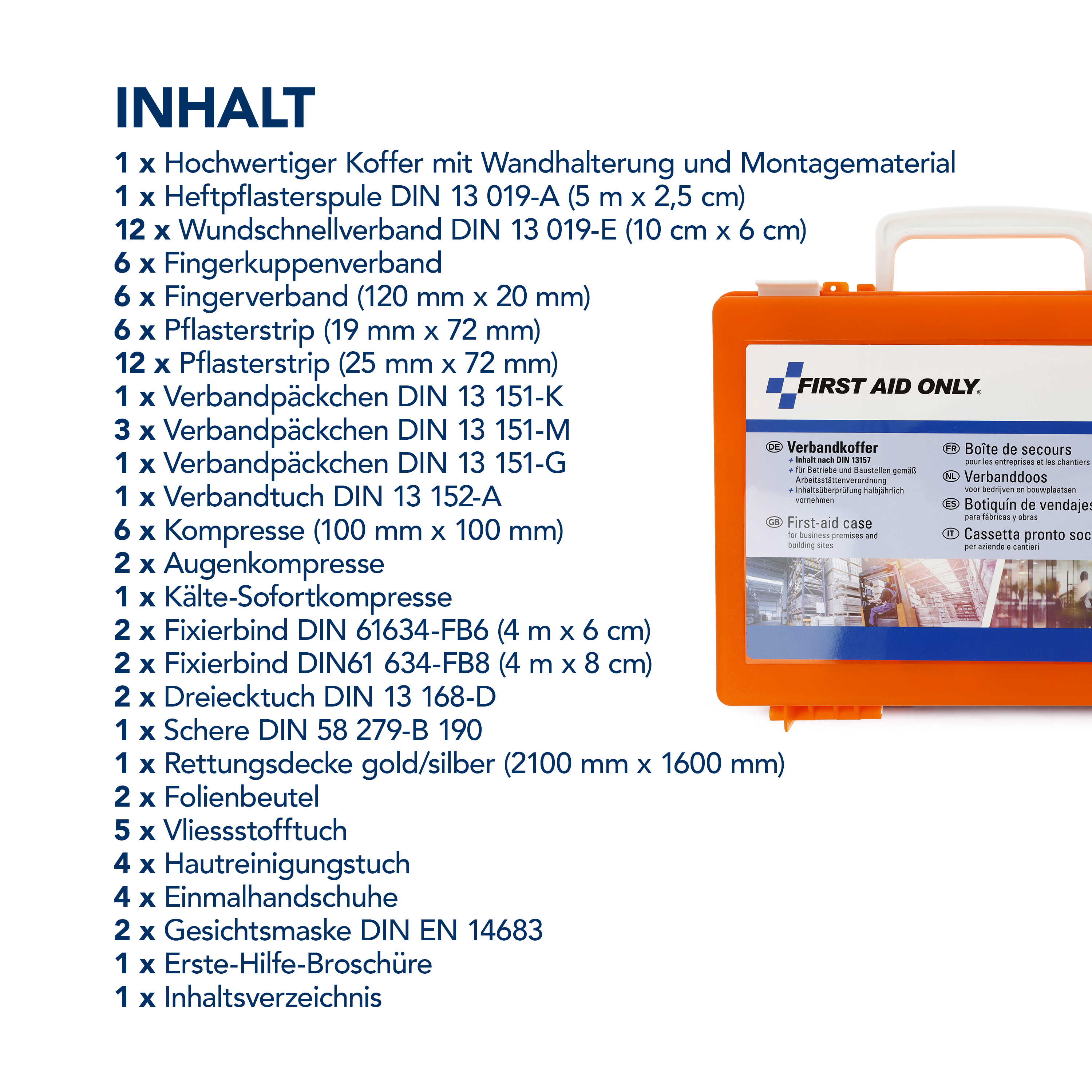 Verbandkoffer DIN 13157 kompakt mit Wandhalterung