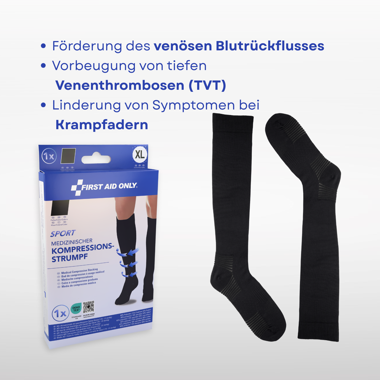Medizinischer Kompressionsstrumpf SPORT Schwarz XL