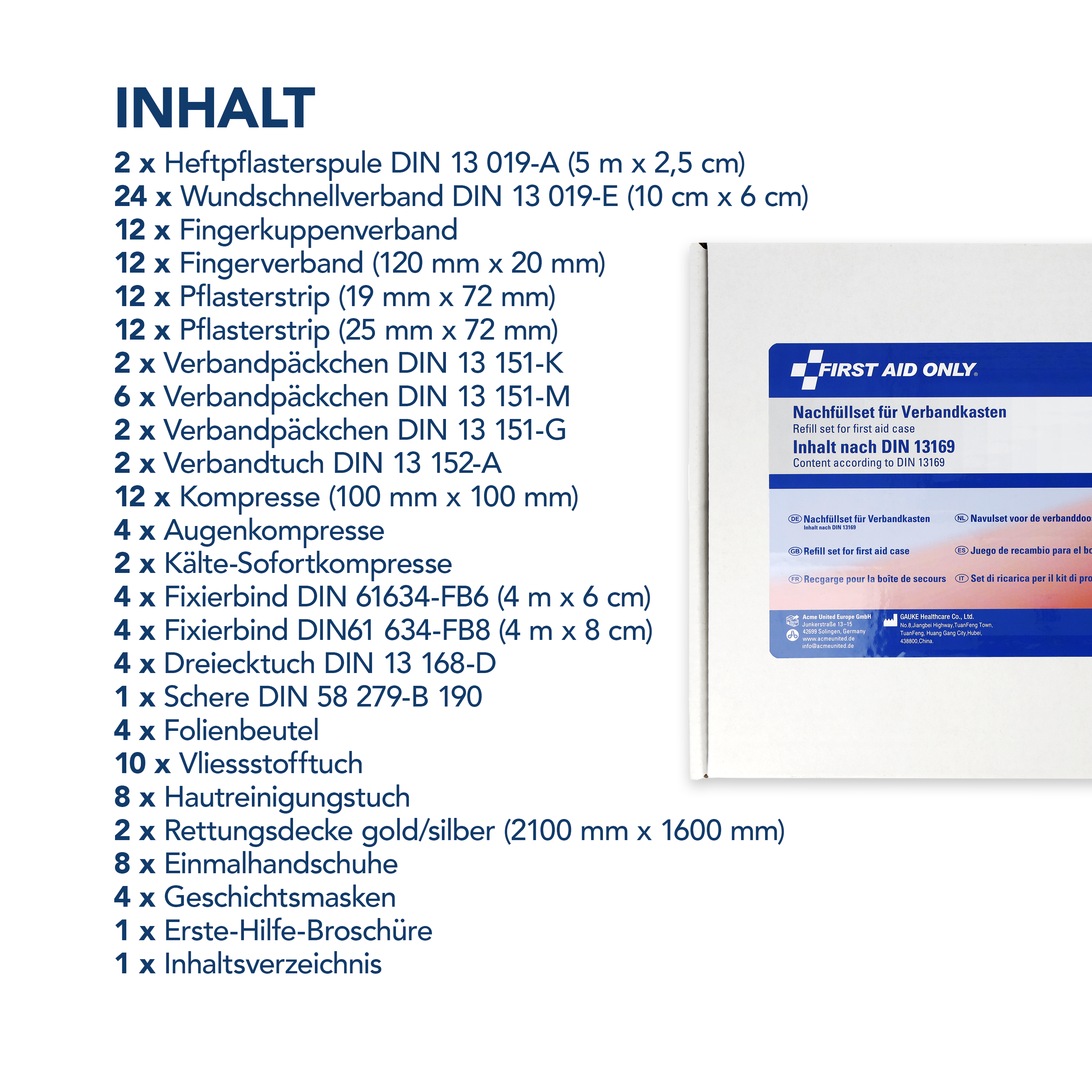 Nachfüllset DIN 13169 für Verbandkasten und -koffer