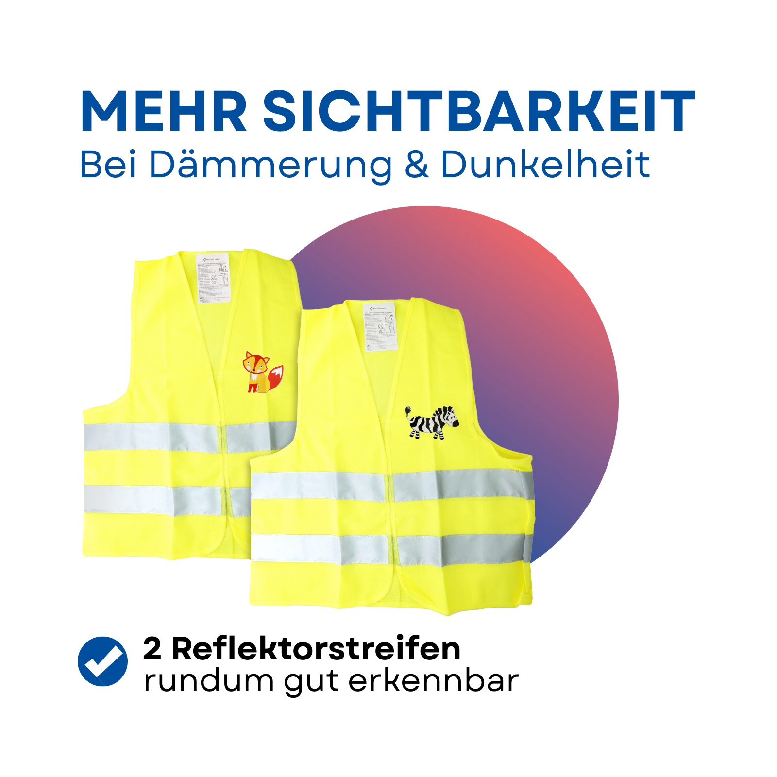 Verbandtasche DIN 13164 für Kfz + 2 x Sicherheitsweste EN ISO 20471:2013 Orange + 2 x Kinderwarnweste 3-8 Jahre