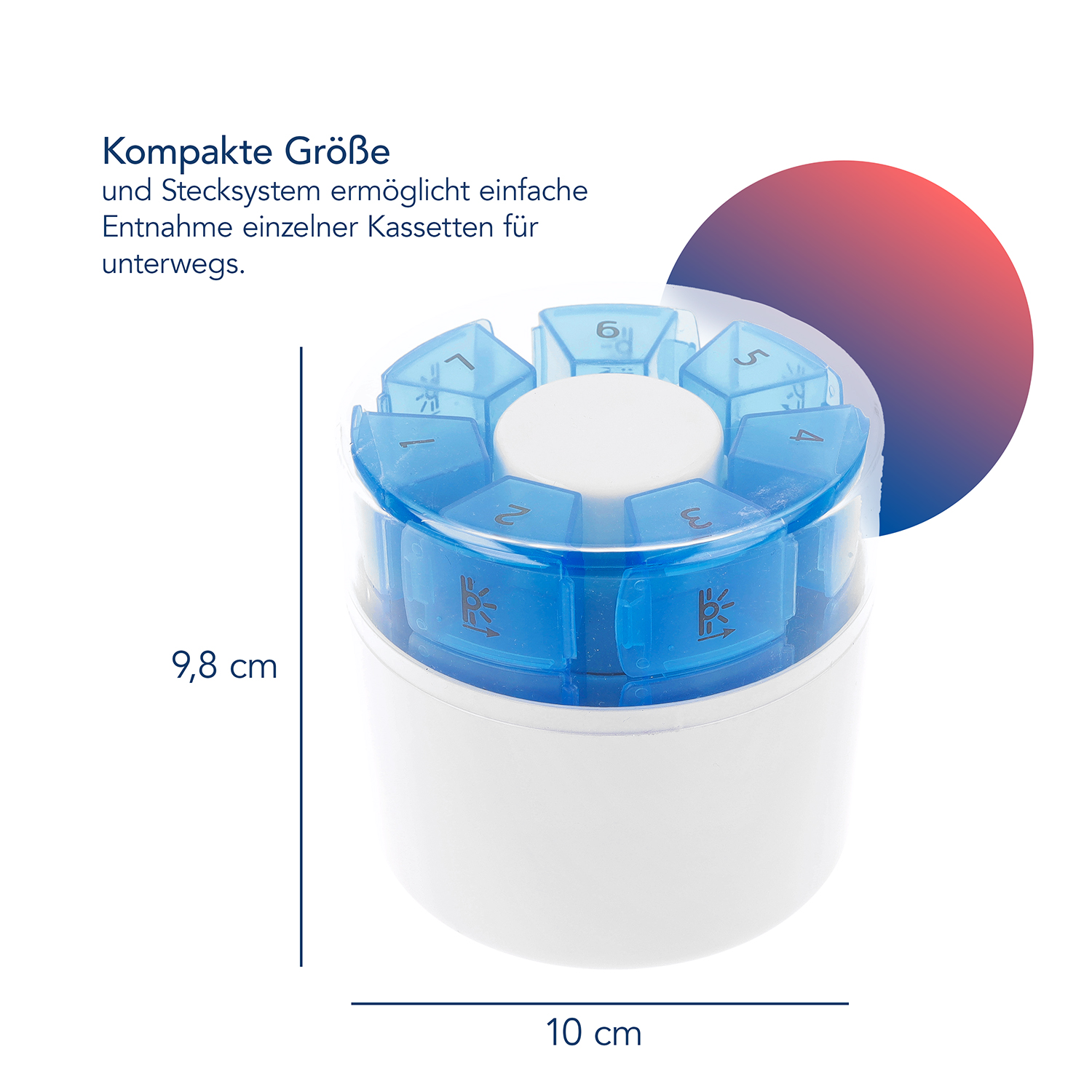 Tablettenbox mit Tablettenteiler und Mörser 7 Tage