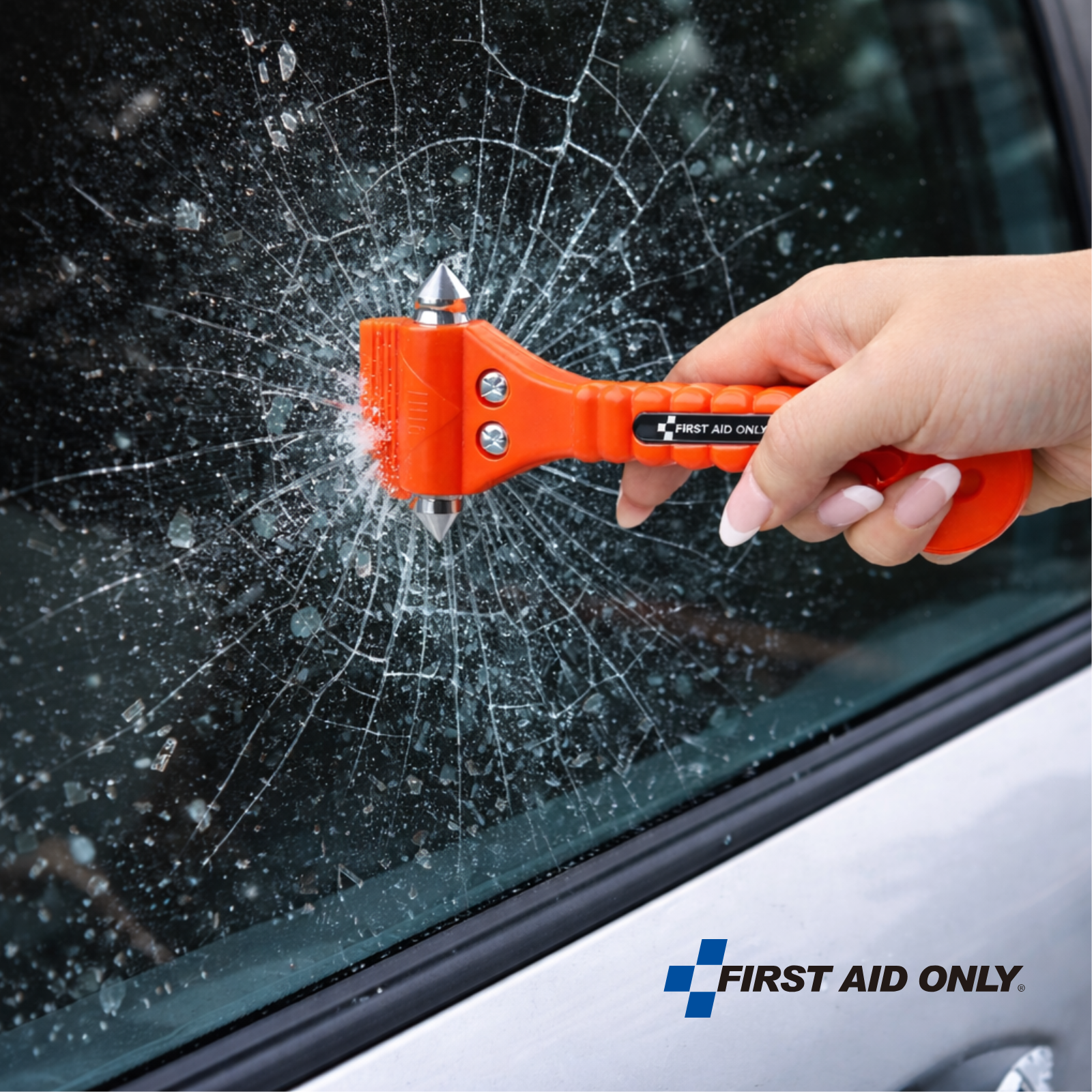 Verbandtasche DIN 13164 für Kfz + 2 x 2-in-1 Notfallhammer mit Gurtschneider